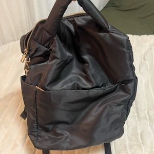 Black satin backpack